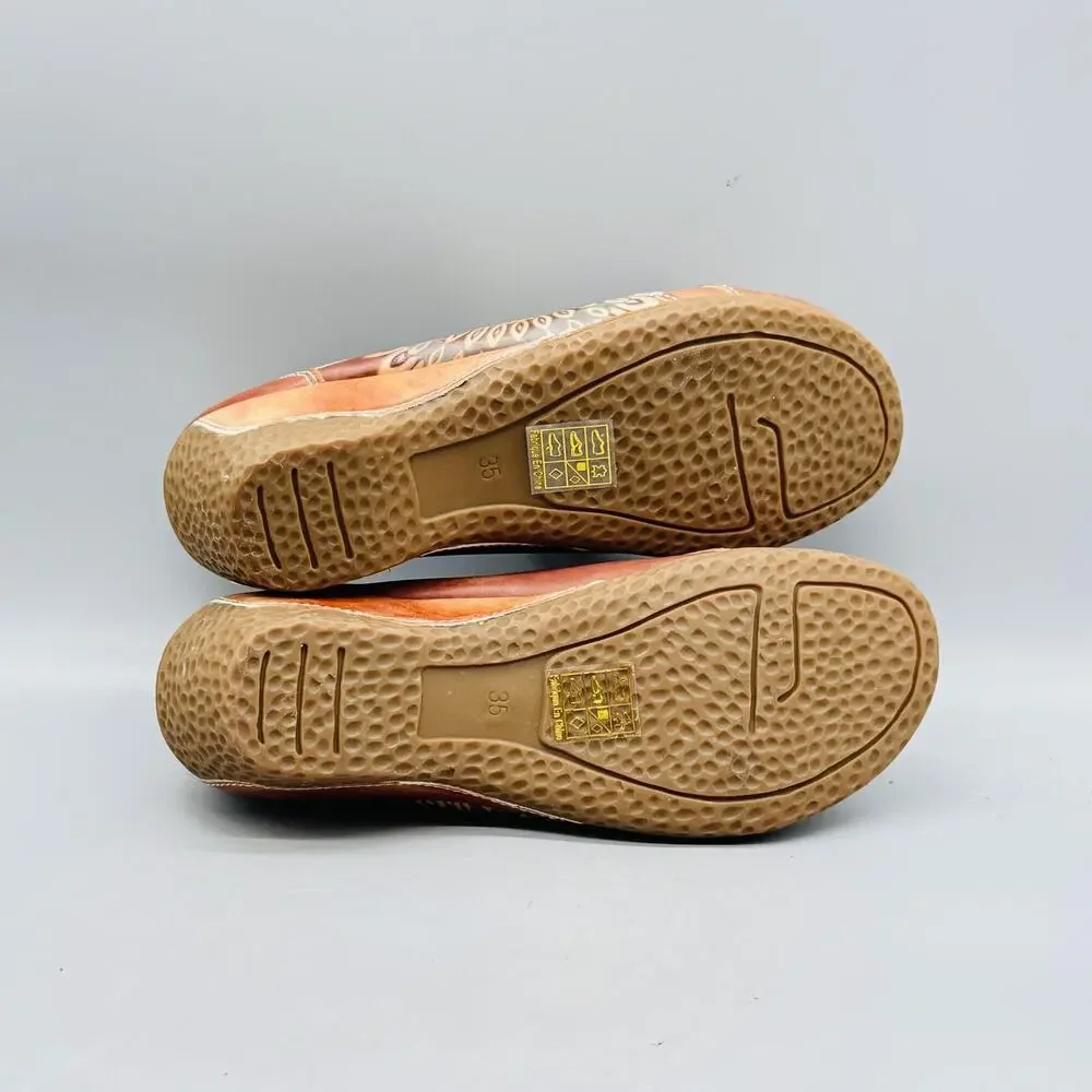 Spring Step L'Artiste Shoes Womens 5 Brown Leather Wedge Clogs Slip On Comfort